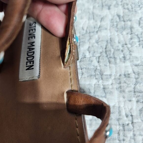 Steve Madden Leather Skylee Turquoise Studded Strappy Sandals Size 9.5 - Picture 6 of 6